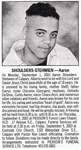 Aaron's obituary